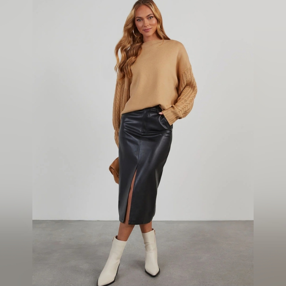 Faux Black Leather Skirt